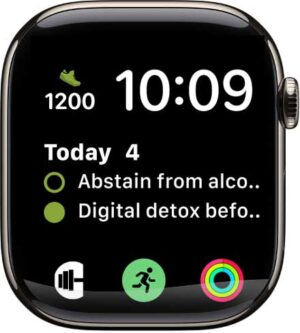 Daily fitness routine displayed on the 10GYM app on Apple Watch for structured exercise guidance.