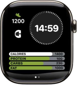 Fitness checker feature on the 10GYM app via Apple Watch, monitoring physical activity levels.