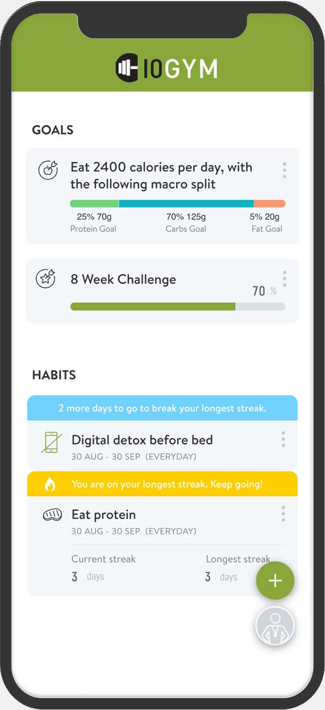 Setting personalized fitness goals with the 10GYM app for tailored workout experiences.