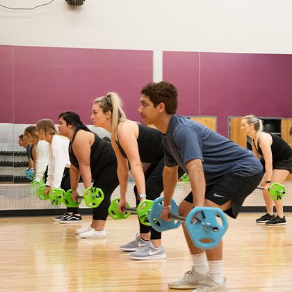 group fitness class using weights