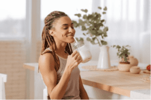 Member enjoying a post-workout smoothie